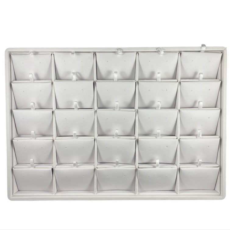 White Leatherette Stackable Earring Pad Tray